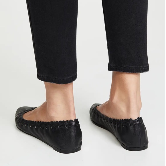 See by Chloe Jane Leather Point Toe Ballet Flats Shoes Comfort Minimalist Black - Picture 15 of 16